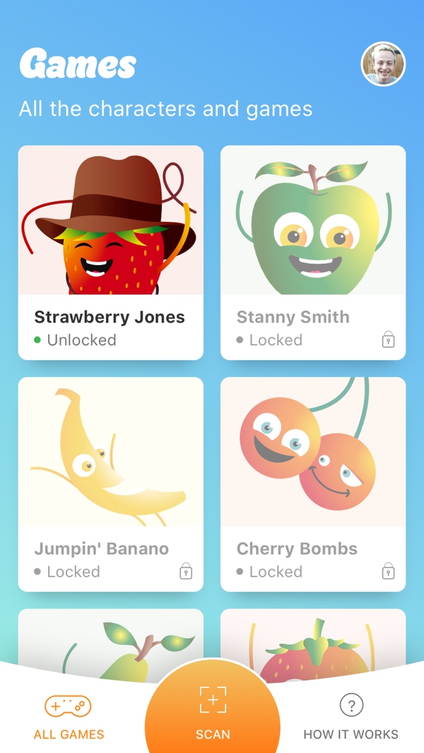 Characters list app screen design