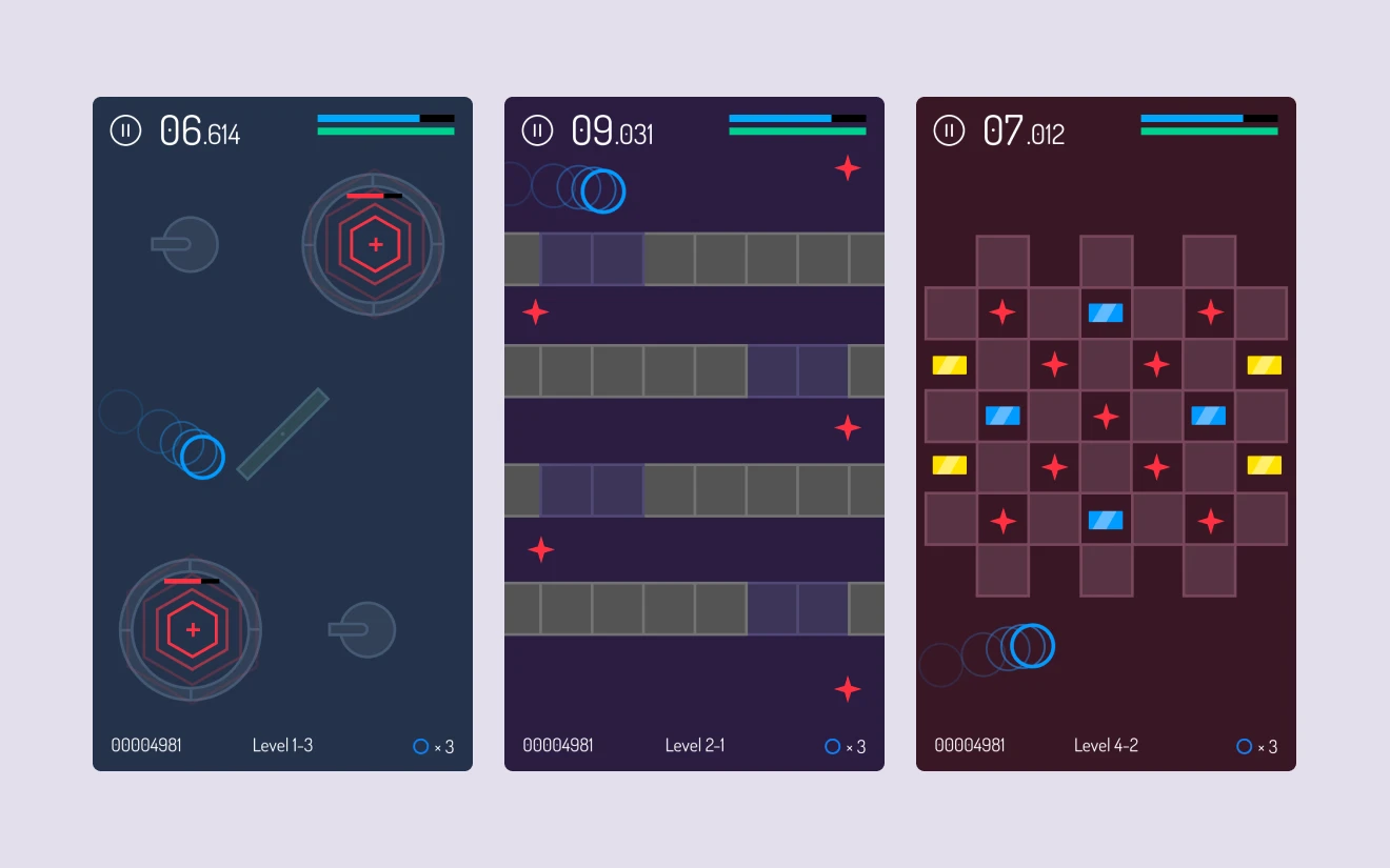 Kaput mobile game design screens