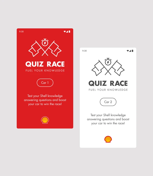 Quiz Race start screens design