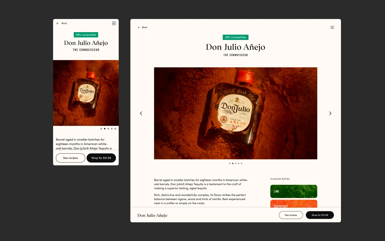 Tequila details page design