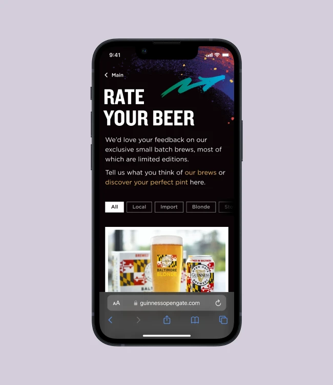 Rate your beer screen in mobile